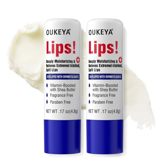 OUKEYA Medicated Lip Balm with Hydration & Nourishment, 2 Count