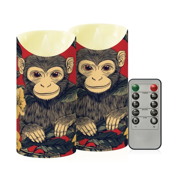 2PCS Medium Flameless Candles Lamp Flameless Candles Slanted Candle Lamp Home Decoration Festive Decoration Beautiful Big Monkey