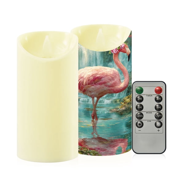 2PCS Medium Flameless Candles Lamp Flameless Candles Slanted Candle Lamp Home Decoration Festive Decoration Beautiful Pink Flamingo