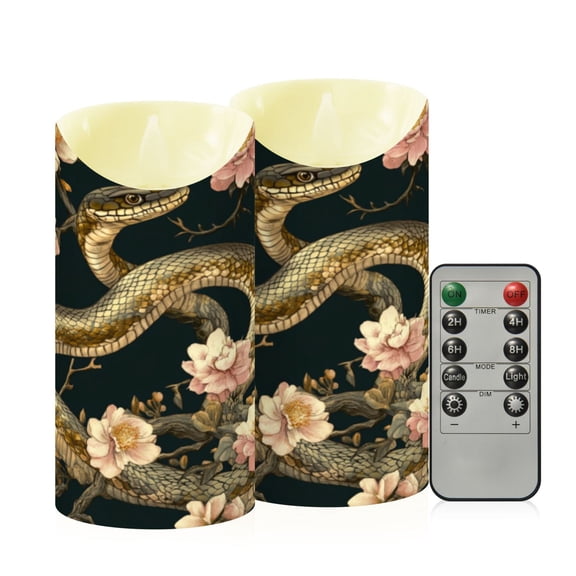 2PCS Medium Flameless Candles Lamp Flameless Candles Slanted Candle Lamp Home Decoration Festive Decoration Brown Snake
