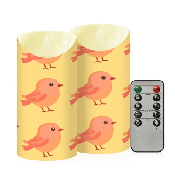 2PCS Medium Flameless Candles Lamp Flameless Candles Slanted Candle Lamp Home Decoration Festive Decoration Cartoon Red Cute Bird