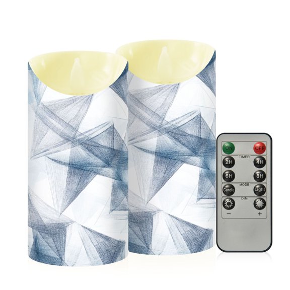 2PCS Medium Flameless Candles Lamp Flameless Candles Slanted Candle Lamp Home Decoration Festive Decoration Cartoon Triangle Pattern