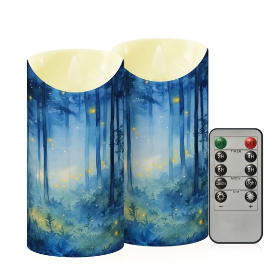 2PCS Medium Flameless Candles Lamp Flameless Candles Slanted Candle Lamp Home Decoration Festive Decoration Firefly Forest