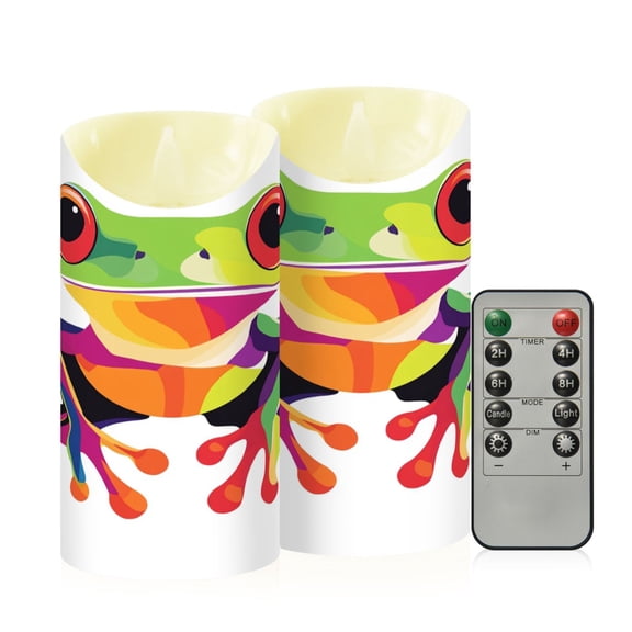 2PCS Medium Flameless Candles Lamp Flameless Candles Slanted Candle Lamp Home Decoration Festive Decoration Lovely Frog