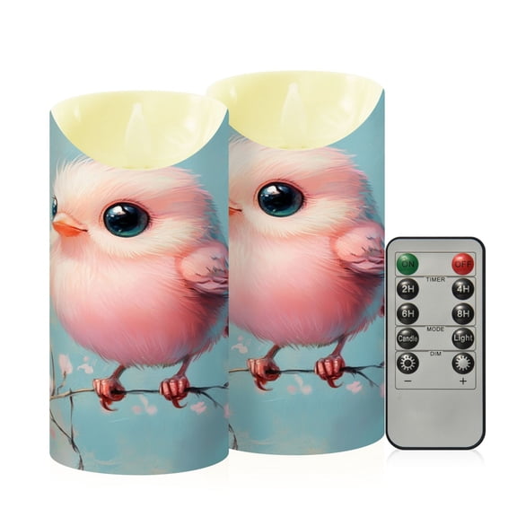 2PCS Medium Flameless Candles Lamp Flameless Candles Slanted Candle Lamp Home Decoration Festive Decoration Super Beautiful Pink Birds