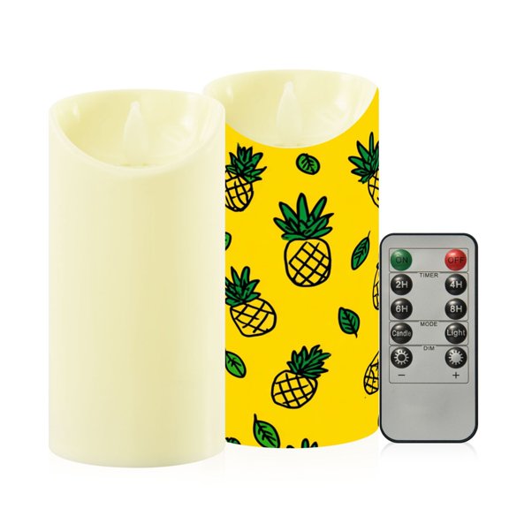2PCS Medium Flameless Candles Lamp Flameless Candles Slanted Candle Lamp Home Decoration Festive Decoration Yellow Pineapple Seamless