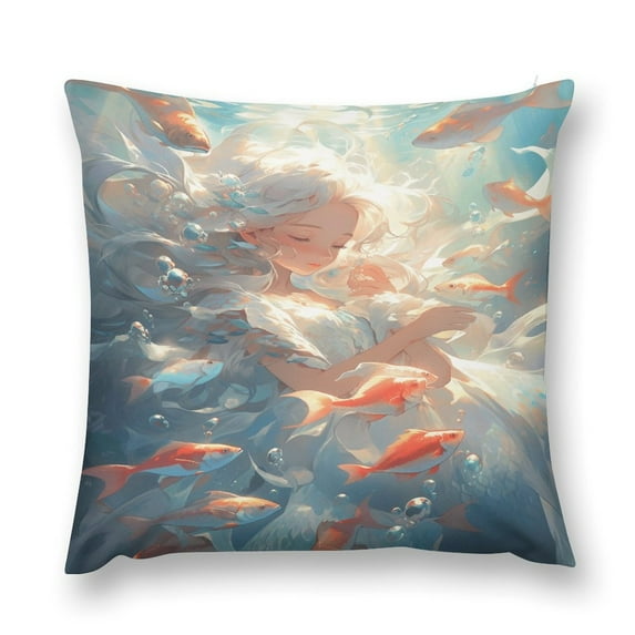 2PCS Mermaid Glitter Fish Scale Girls Throw Pillow Covers 18x18 Decorative Cushion Case Square Pillows Cover Pillow Cases Accent Pillowcase for Sofa,Couch