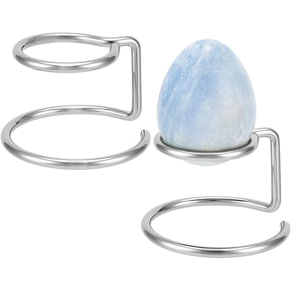 2PCS Metal Ball Holder 2.95x1.9inch Platinum Sphere Display Stand Iron Eggs Display Stand for Ball Sphere Globe Home Office Decor Ornament Inner Diameter: 1.65Inch Platinum