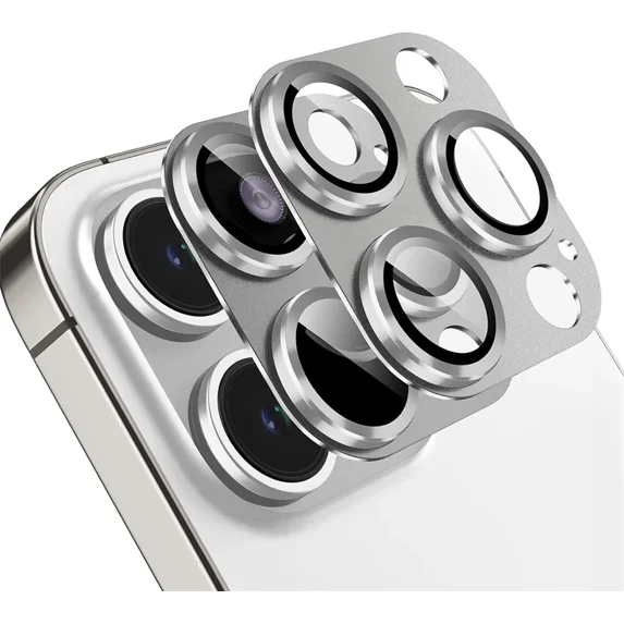 2PCS Metal Camera Lens Protector for IPhone 15 14 13 Pro Max Plus 12 Mini 15Pro IPone Tempered Glass Lens Full Cover Accessories (Silver,For iphone 14 14Plus)