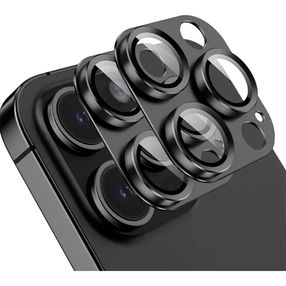 2PCS Metal Camera Lens Protector for IPhone 15 14 13 Pro Max Plus 12 Mini 15Pro IPone Tempered Glass Lens Full Cover Accessories (black,For iphone 15 Pro)