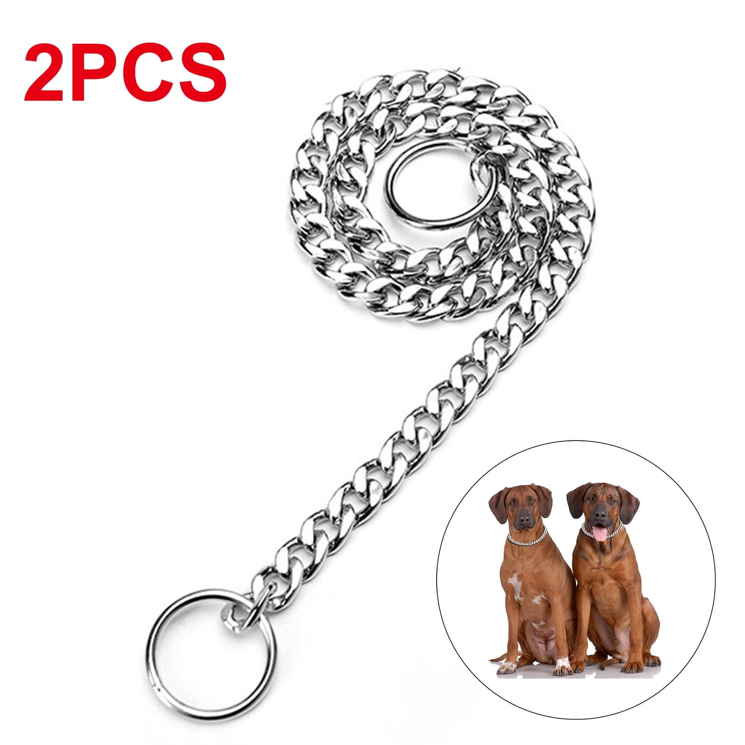 2PCS Metal Chain Slip Collar Cinch Dog Collar Choke Chain Metal Collar S Walmart