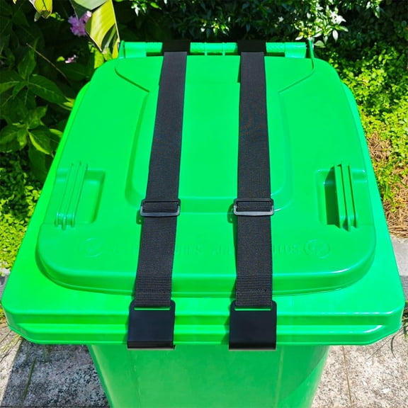 2PCS Metal Double-Claw Trash Can Lock Strap for Animals,Outdoor Racoon Garbage Can Bin Lid Lock Straps Bungee Cord,Trash Can Bin Lid Locks Bungee Cord Outside【Black Hooks】