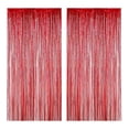 thumbnail image 1 of 2PCS Metallic Foil Fringe Curtains, 39.4" x 98.4" Tinsel Backdrop for Party Decorations, Wedding, Birthday, Photo Booth, Red, 1 of 6
