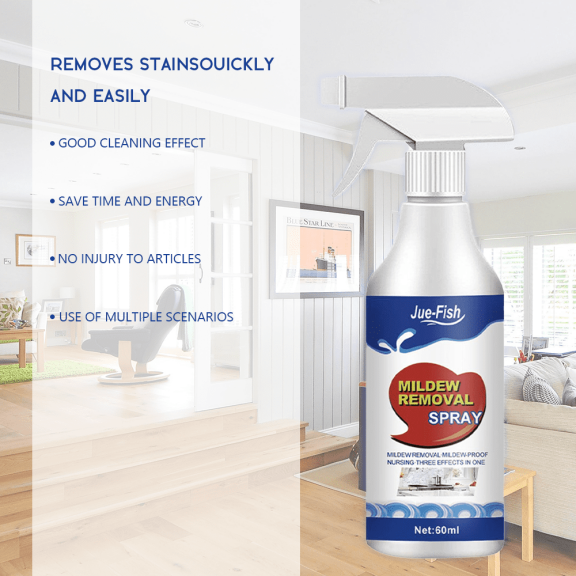 2PCS Mildew Removal Spray (60ML)3-in-1 Mildew Removal, Proofing & Nursing, Fast Stain Removal, Wide Application for Walls/Floors