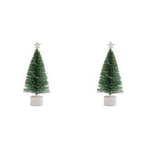 2PCS Mini Christmas Tree with LED Lights and Star,Small Artificial Tabletop Xmas Tree on Gift Base,Pre-Lit DIY Holiday Decor for Home,Desk,Office, Mantel,Christmas Village Display(6.69Inch)