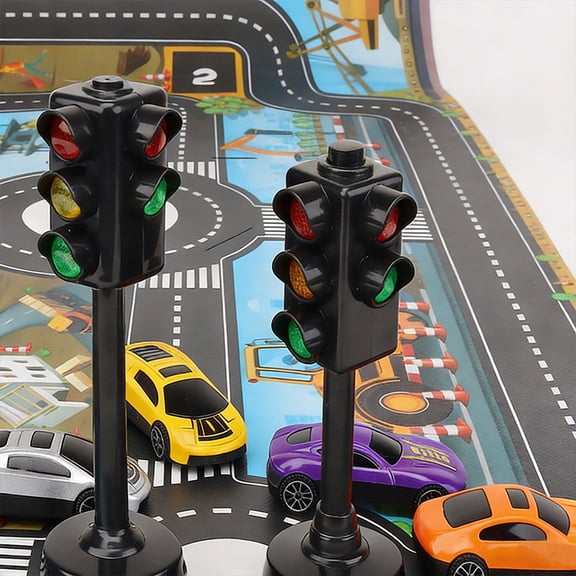 2PCS Mini City Traffic Lights Music Sound Lights DIY Street Road Accessory Black
