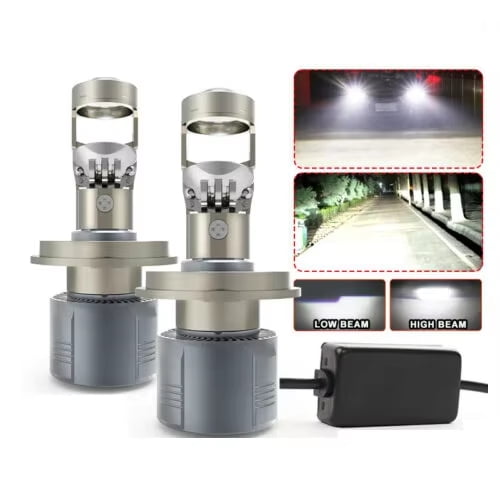 2PCS Mini H4 HB2 9003 Bi-LED Projector Lens Hi-Lo Beam Bulbs Lamp Light LED Headlight Retrofit 6500K Conversion Kit