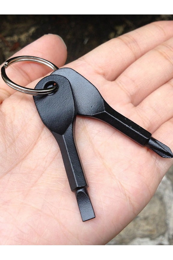 2PCS Mini Keychain Screwdriver Set - Portable Phillips & Flathead Pocket Repair Tool for EDC, Camping & Car