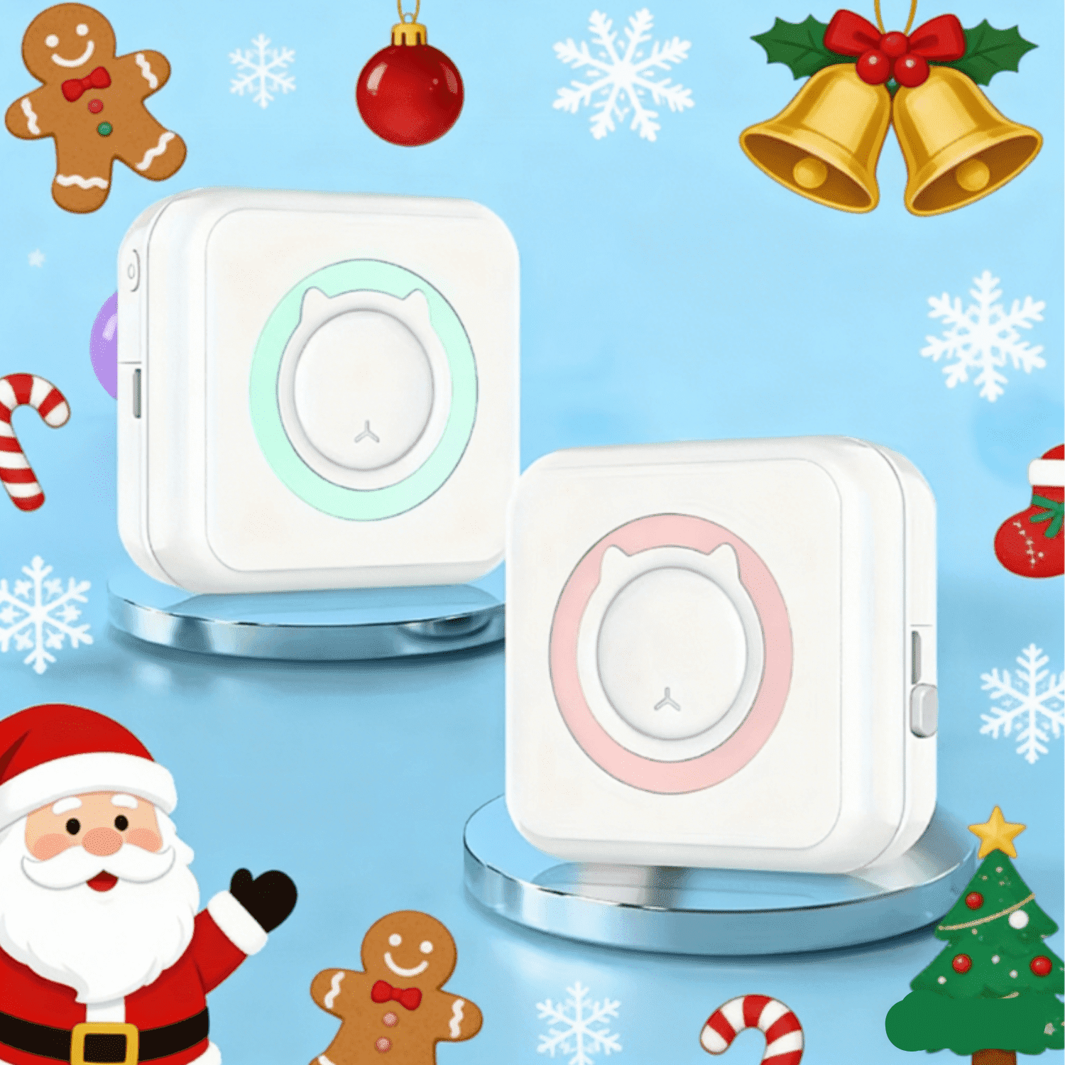 2PCS Mini Printer  Thermal Printer, Bluetooth Portable Phone Print Pods,Study Maker for Pictures, Photos, Journals, DIY, Compatible with Phone & Tablet