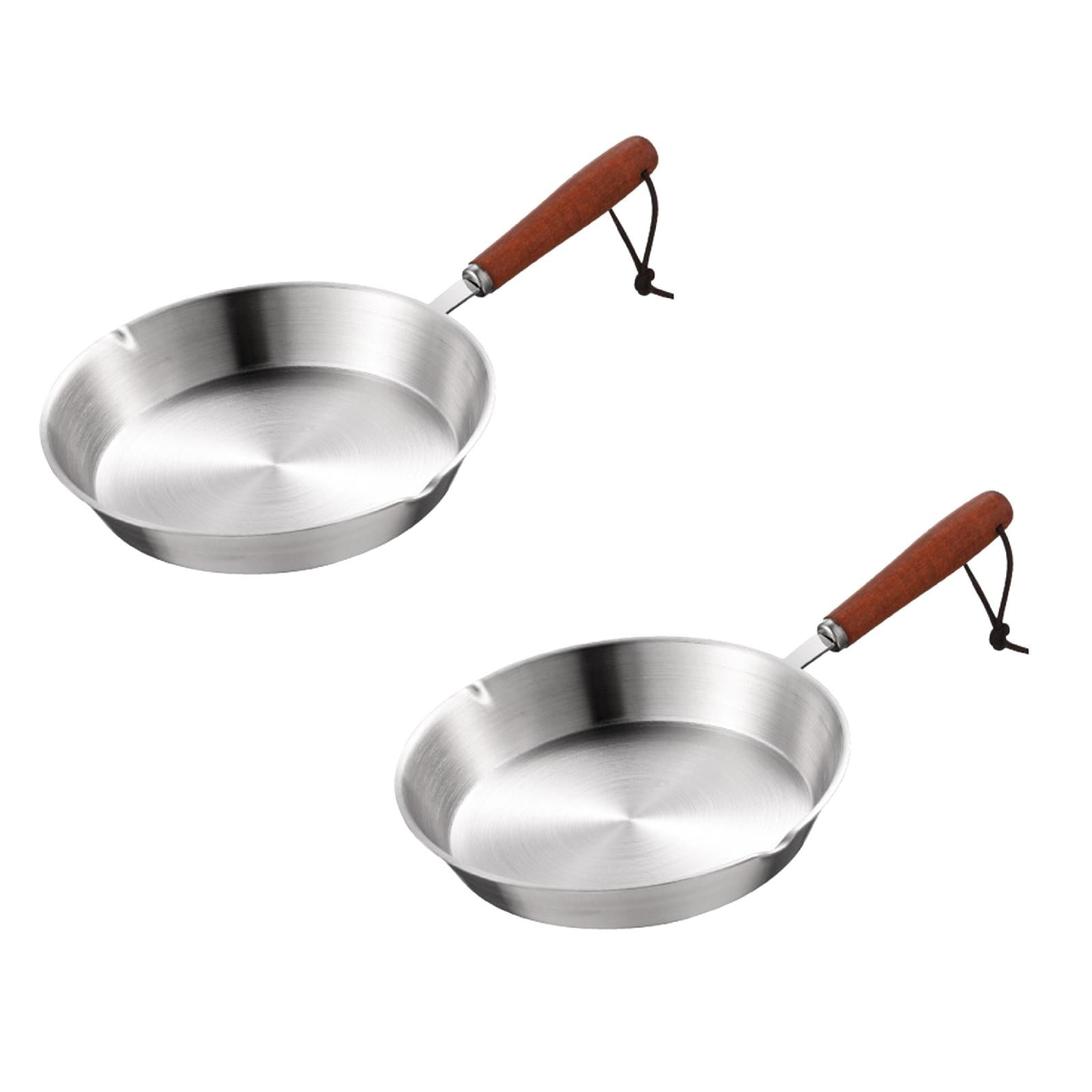 2PCS Mini Stainless Steel Frying Pan, 6.6in Skillet Non Stick Egg Pan Gas Cooktops Induction Cooking Pan