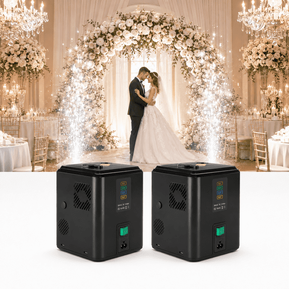 2PCS Wedding Event Cold Spark Machine with Remote Control,6-10 ft Vertical Light for Weddings, Stage Events, Birthday Parties, Prom Nights