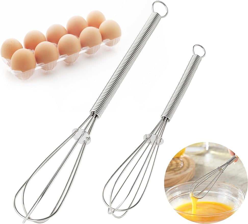 2PCS Mini Whisk, Stainless Steel 5 inch and 7 inch Small Whisks for