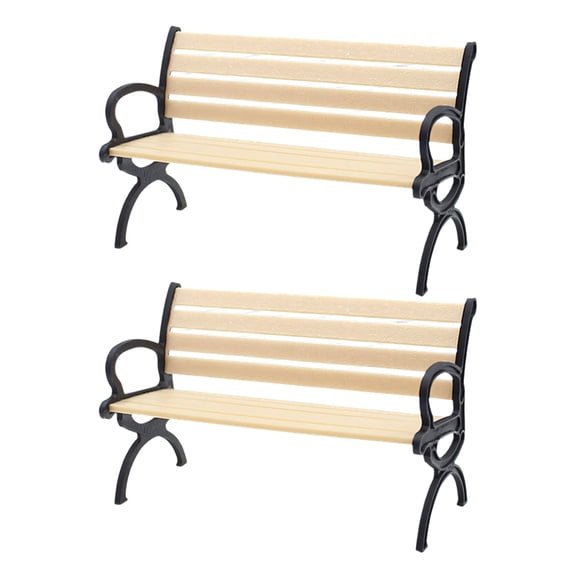 2PCS Miniature Park Chair Model Figurine For 1/12 Doll House Scene Setting Furniture Craft Model Project Decoration