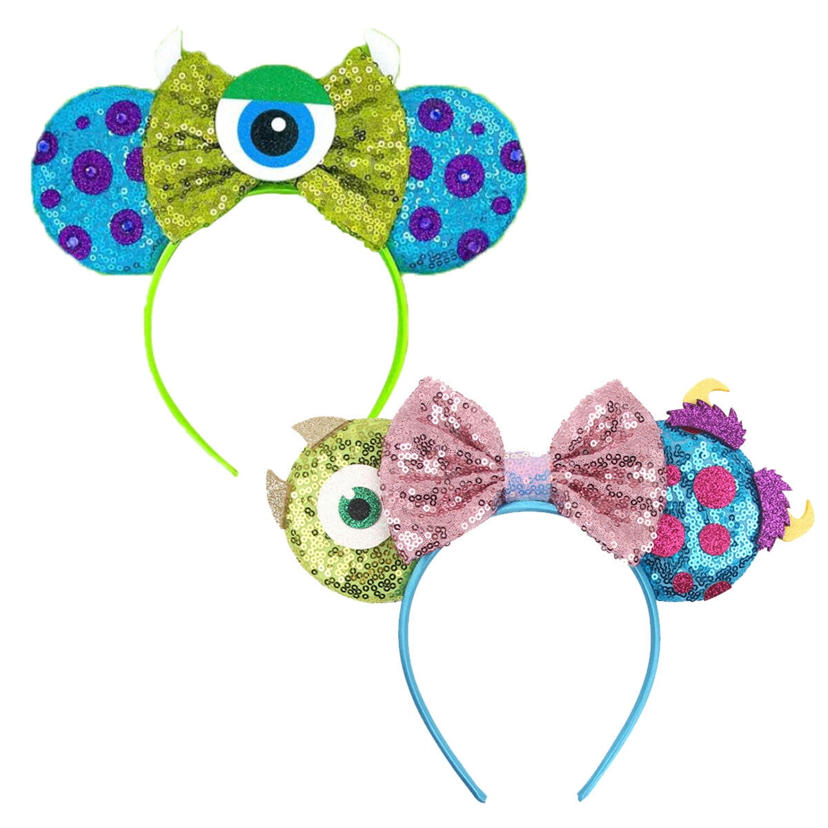 2PCS Monsters Ear Mouse Bow Headbands, Mike and Sully Headband for Kids  Women - Walmart.com