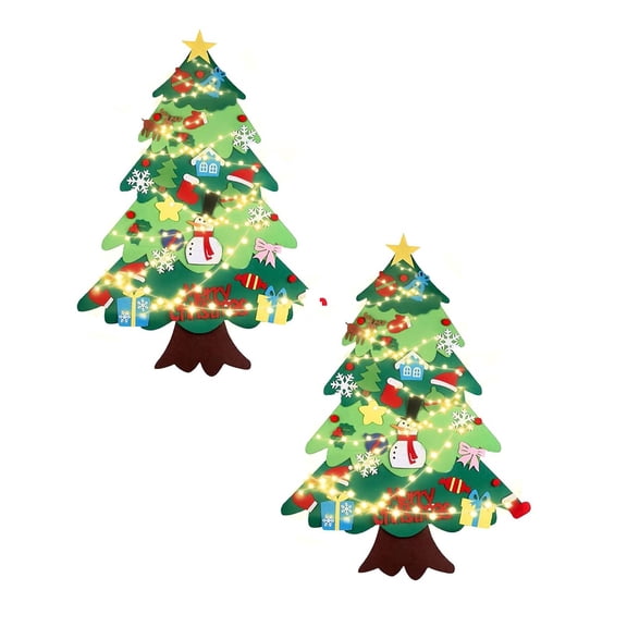 2PCS Montessori Felt Christmas Tree for Toddlers and Kids With Lights - Oversized