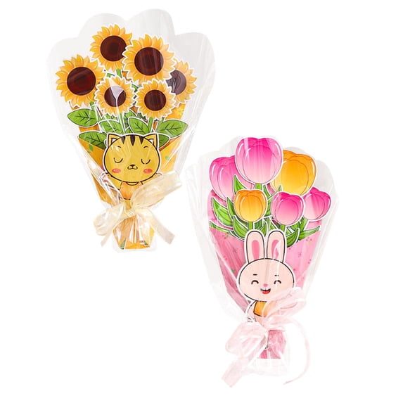 2PCS Mother's Day Gift Set, Handmade Bouquet Greeting Cards, DIY Flower Paper Crafts for Kids for Crafts for Mom, Grandma