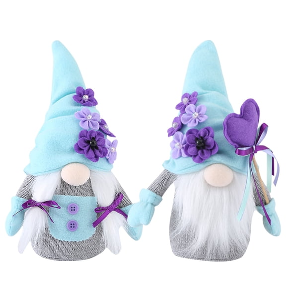 2PCS Mother's Day Spring Plush Lavender Easter Summer Decoration Handmade Scandinavian Tomte Stuffed for Home Kitchen Tiered Tray