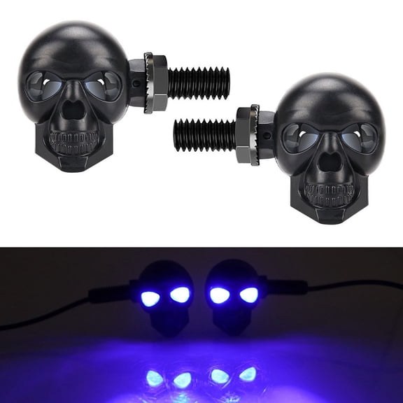 2PCS Motorcycle LED Skull Shape Waterproof Fog Light Auxiliary Turn Signal Light