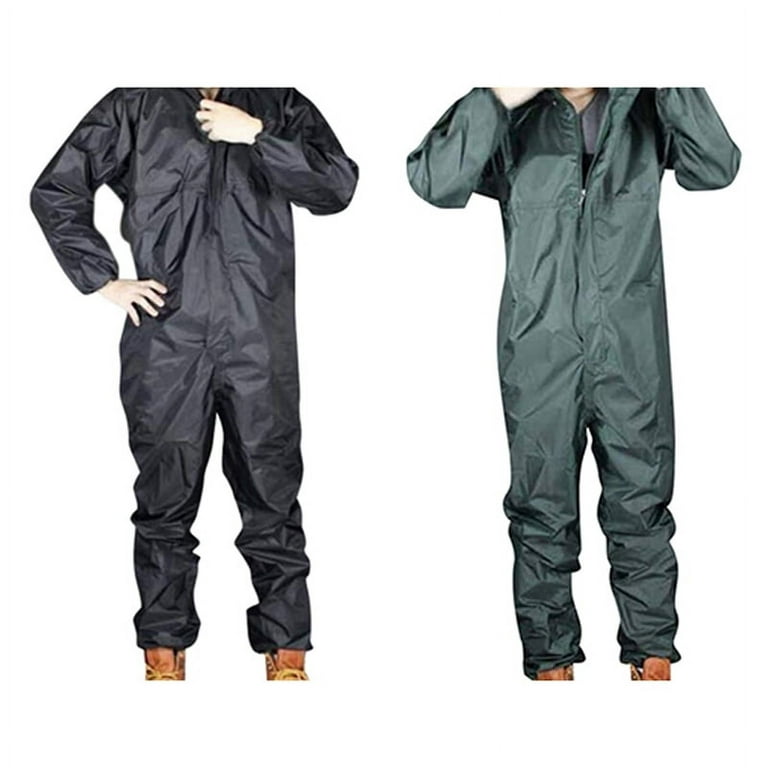 2PCS Motorcycle Raincoat /Conjoined Raincoat/Overalls Men and Women Fission  Rain Suit Rain Coat XL, Black & ArmyGreen 