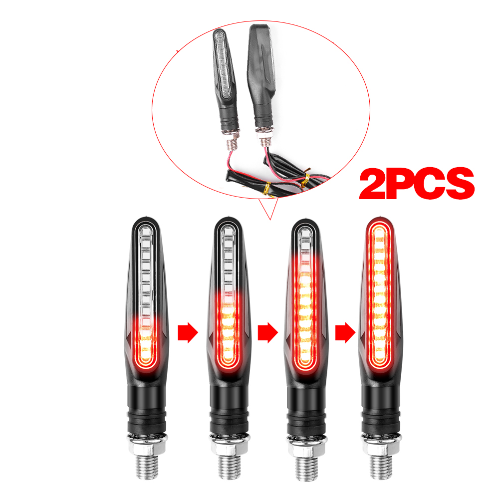 2PCS Motorcycle Turn Signals Light 12V LED Tail Flasher Flowing Water