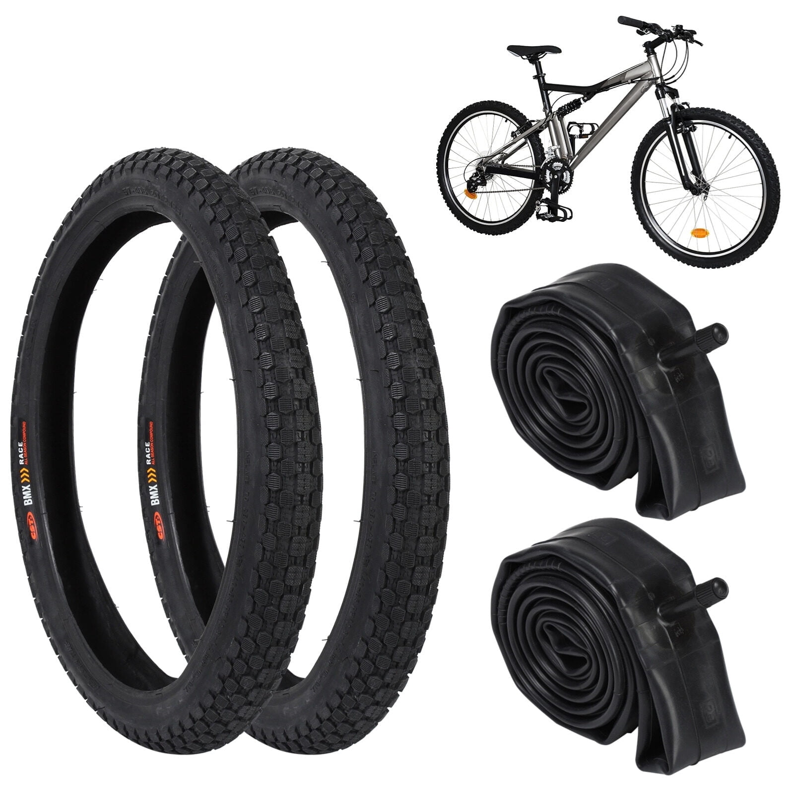 2PCS Mountain Bike Tires 20 X 2.125 with 2PCS Bike Tubes 20 X 1.9 2.125 AV 32mm Valve Beach Cruiser Bike Replacement Tires Tubes Puncture Resistant Bicycle Tires Walmart Business Supplies