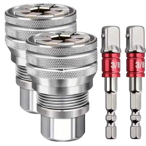 2PCS Multi Function Universal Socket Wrench Tool, Adjustable Magic Socket with 3/8 Extension Bar, Red Socket Adapter for Power Drill Kit