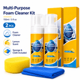 thumbnail image 1 of 2PCS Multi-Purpose Foam Cleaner Spray, 150ml Lemon Scent Multi-Enzyme Cleaner Kit with Sponge & Cloth, Car Interior Cleaner for Seats, Sofa, Shoes, Fabric, Leather & Household Surfaces, 1 of 7