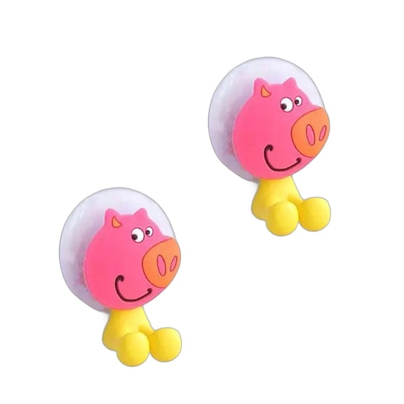 2PCS Multifunctional Cute Cartoon Animal Toothbrush Holder Suction Cup Hooks Bathroom Set Accessories Brush Cup Storage Box Holder Minion Tool Eco-Friendly Household Items Storage Wa