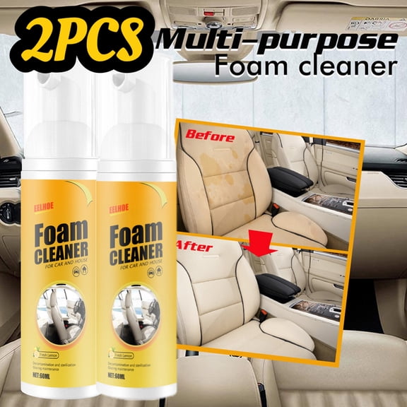 2PCS Multipurpose Foam Cleaner Spray,All-Purpose Household Cleaners for Car and Kitchen, Leather Decontamination,Suitable for Car House and Kitchen (60ML)
