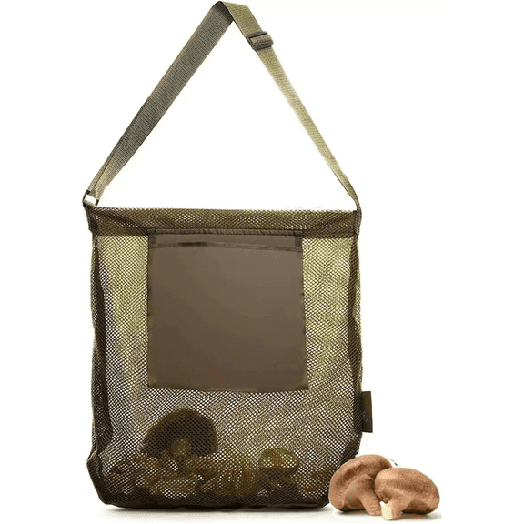 2PCS Mushroom Hunting Net Bag Harvest Mushroom Basket Collection Bag Large Capacity Mesh Garden Fruit Picking Bag Green