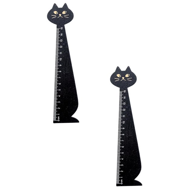 2PCS NGHnuifg Cartoon Ruler Cat Drawing Ruler Cute Wooden Ruler Retro