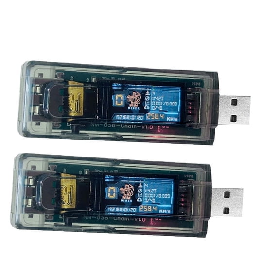 2PCS NMMiner Miner 265KH/S USB Chain ESP32 Crypto Miner BTC Solo Lottery Miner Ammeter Tester USB-A Series Form Chain