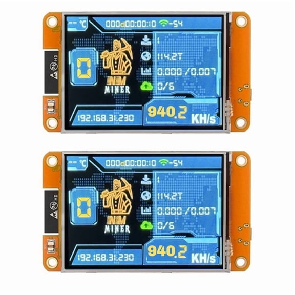 2PCS V2 940KH/S Hashrate BTC Solo Lottery Miner 2.8 Inch Display Bitcoin Crypto Lottery Miner