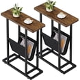 thumbnail image 1 of 2PCS Narrow End Table, Slim Vintage Side Table with Storage Holder, Rectangular Nightstand, for Small Spaces, Couch, Living Room, Bedroom, and Office, 1 of 7