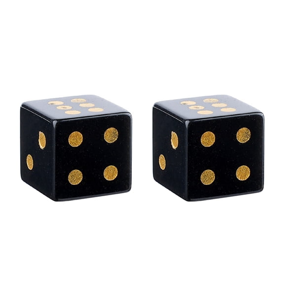 2PCS Natural Crystal Dice Polished Energy Stones Natural Gemstone Dices Crystal D6 Mahjong Dices For Casino Games Craps Diy Crafts Spiritual Decor (Obsidian Right Angle)
