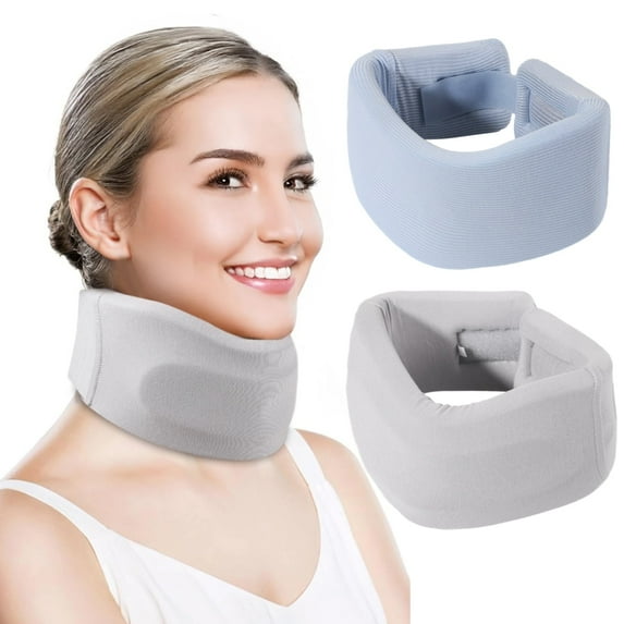 2PCS Neck Braces for Neck Pain, Elastic & Supportive Double-Foam Cervical Collars for Neck Support with Breathable Holes & Adjustable Fastener, Cervical Support Wraps to Stabilize Vertebrae