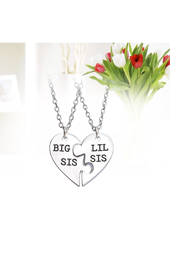 2PCS Necklaces for Sisters Heart Design Symbol for Christmas