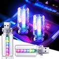 thumbnail image 1 of 2PCS New Car USB Lights, 13 in 1 Touch Adjustment USB LED Car Lights, Mini Glass Bottle LED Bulb Night Lights, Switch Memory Retention, 13 Modes & 7 Colors for Vehicle Bedroom Camping Holiday, 1 of 8