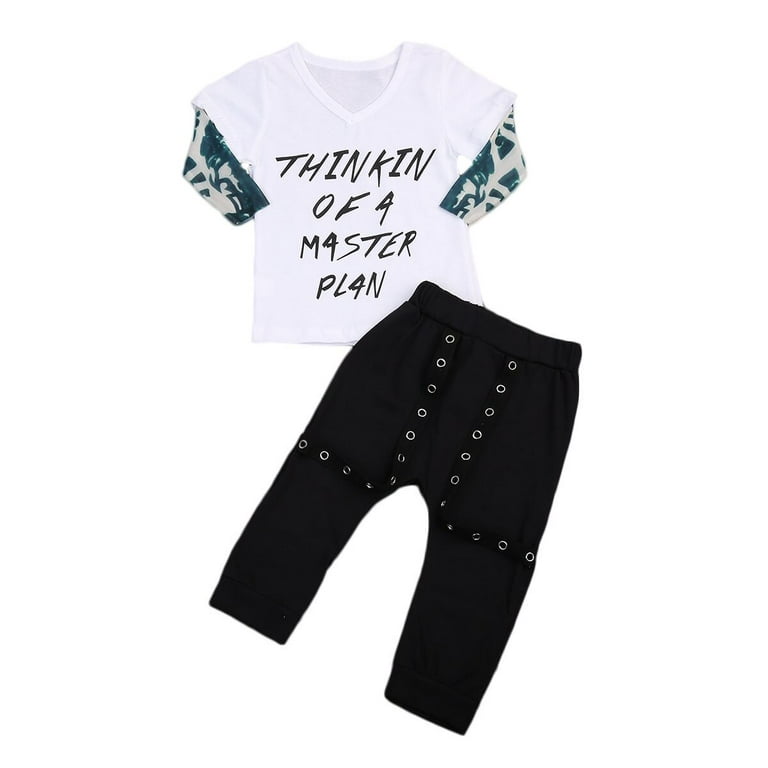 2PCS Newborn Toddler Infant Baby Kids Boy Clothes T-shirt Tops+rivet Long  Pants Outfits Set