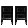 thumbnail image 1 of 2PCS Nightstand with 2 Drawers, Countryside Style Night Stand for Bedroom, Wooden Bed Side Table End Table with Metal Handle for College Dorm, Living Room, Office, Black, 1 of 9